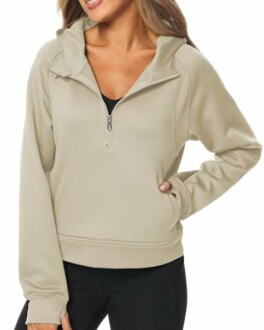 Tyhengta Womens Half Zipper Hoodies