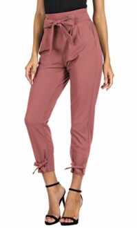 GRACE KARIN Women's Casual Pants Solid High Waist Self Tie Belted Pencil Trouser