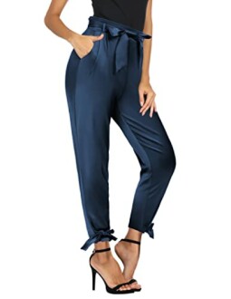 GRACE KARIN Women's Satin Pants High Waist Cropped Pencil Pants